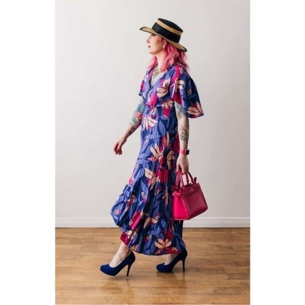 Abel the label | Anthropologie floral high low dress with flutter sleeve